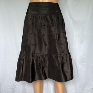 Carmen Marc Valvo Full Silk Ruffled Black Skirt Size 8